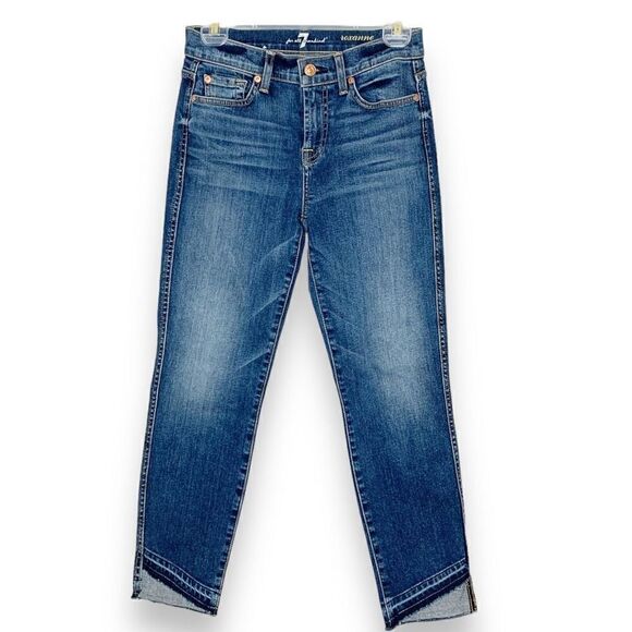 7 For All Mankind Roxanne Ankle Cropped Jean with Diagonal Hem Women’s - Size 25 - Picture 4 of 15